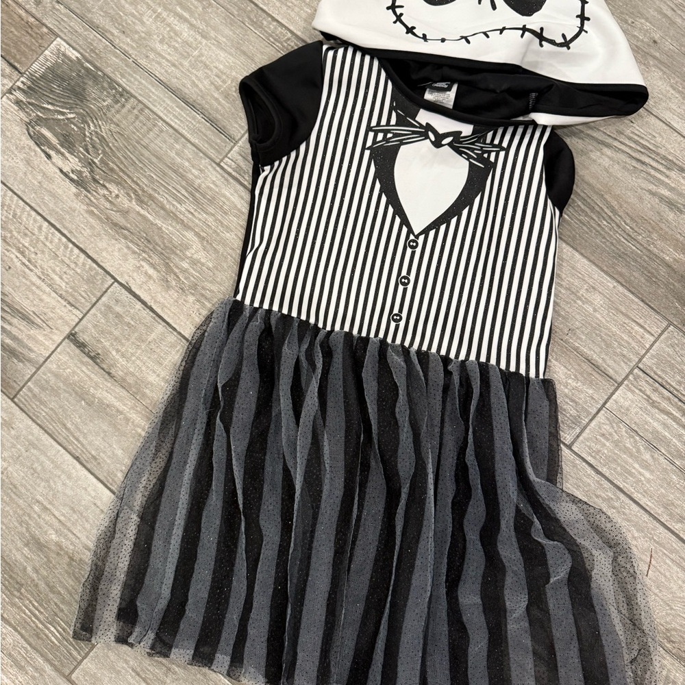 Striped Black and White Tulle Dress with Hood nightmare befor Christmas jack ske